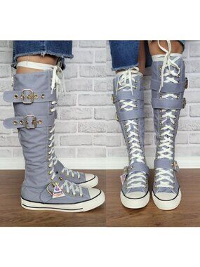 ⭐Converse Chuck Taylor XXHi Buckles Sz 5 Mens Knee-high Boots Shoes Gray A11892C